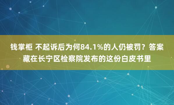 钱掌柜 不起诉后为何84.1%的人仍被罚？答案藏在长宁区检察院发布的这份白皮书里