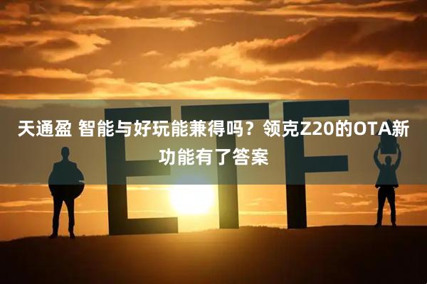 天通盈 智能与好玩能兼得吗？领克Z20的OTA新功能有了答案